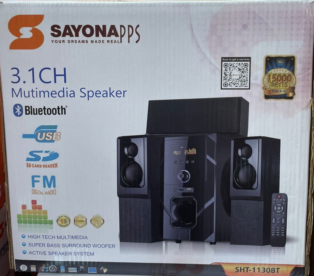 Sayona 3.1 Channel Subwoofer SHT 1130BT 15000W P.M.P.O Sub woofer sound system with Digital Amplifier. Bluetooth, FM, P.M.P.O, Radio, sd card - Image 2